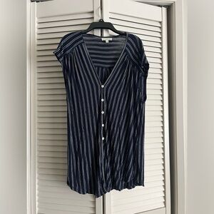 Max Studio Blue and White Flowy Top